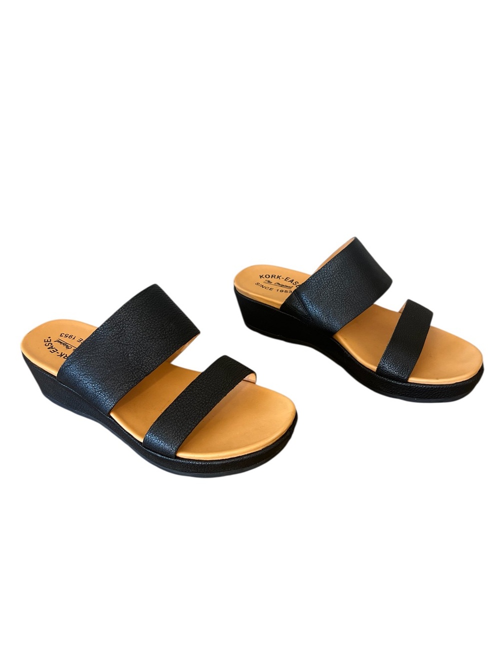 Kork-Ease Kane black Leather Slide Sandals Sz 10 casual comfort minimalist